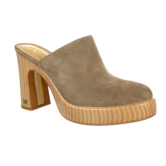 NWT SAM EDELMAN SHILOH LEATHER HEELED MULE IN COLOR DESERT OLIVE SIZE 8 & 9 - Picture 1 of 4